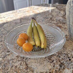 Large scalloped edge glass bowl ( faux crystal ) fruit dish bowl
